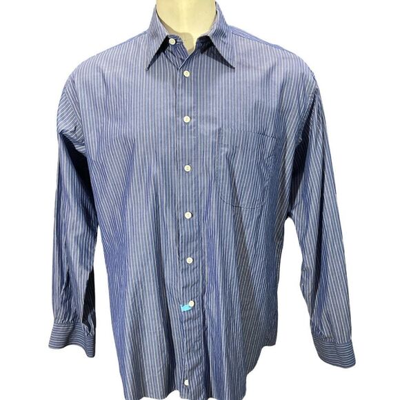 Mens BOSS Hugo Boss Vertical Striped Blue Button Front Long Sleeve Shirt… - Picture 1 of 6